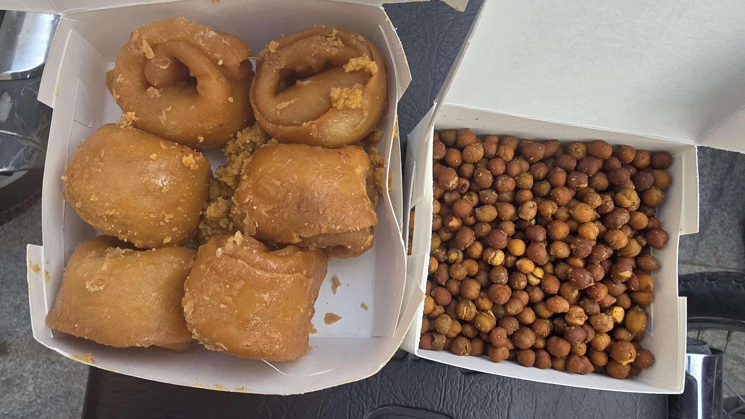 Sankat Mochan Temple Prasad Varanasi including roasted chana and launglata prepared inside the temple premises